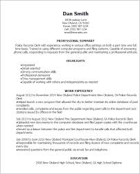 police records clerk resume template