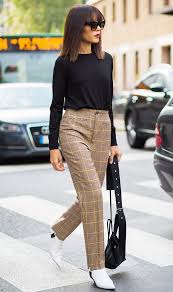 Black And White Checkered Pants Outfit Ideas Genius Outfit Ideas For When You Re Running 15 Minutes Late Fashion Plaid Pants Outfit Ladies Tops Fashion