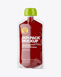 Doy Pack With Jam Mockup In Pouch Mockups On Yellow Images Object Mockups
