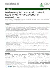 Pdf Food Consumption Patterns And Associated Factors Among Vietnamese Women Of Reproductive Age