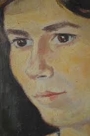 Mid Century Framed Oil Painting: European Impressionist Female Portrait