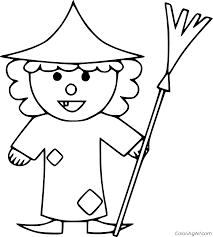 Make a coloring book with cartoon witch for one click. Easy Cartoon Witch Coloring Page Coloringall