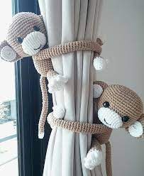 Looking for baby boy nursery ideas in keeping with the rest of your home's aesthetic? Crochet Monkey Curtain Tiebacks Kinder Gardinen Kindergardinen Kinder Vorhange