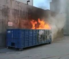 Dumpster fire is a pejorative term used to describe something as a spectacular failure or disaster, in a similar vein to other colloquial terms like trainwreck or shitshow. Urban Dictionary Dumpster Fire