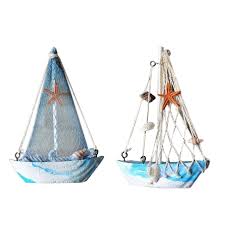 Blue and white sailboat model is a great home accessory for making your interior beach themed. 2pcs Sailboat Model Decoration Wooden Ship Sailing Boat Home Decor Beach Nautical Theme Desktop Home Decor Figurines Miniatures Aliexpress