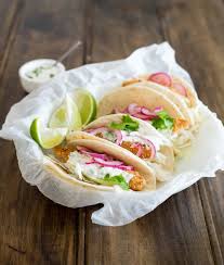 If skipping the sauce, you can also use a fresh pico de gallo. Crispy Fish Tacos With Brown Sugar Onions And Spiced Sour Cream Sprinkles And Sprouts