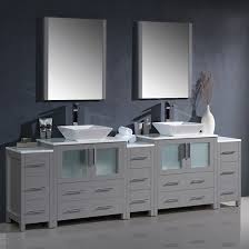 Dukes 84 double vanity, white carrara marble top, white square sinks and no mirror. Fresca Torino Double 96 Inch Modern Bathroom Vanity Gray With Vessel Sinks