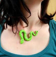 Hand Made Polymer Clay Cute Rainbow Snake Pendant Snake Pendant Polymer Clay Rainbow Snake