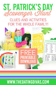 Kids love scavenger hunts of any kind, and this st patrick's day scavenger hunt is perfect for either indoor or outdoor fun this spring! 6 Family Fun St Patrick S Day Scavenger Hunt Clues The Dating Divas
