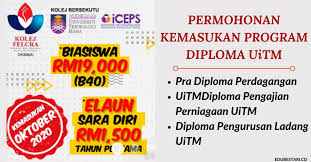 Uitm diploma pengajian perniagaan : Permohonan Kemasukan Program Diploma Uitm Terima Biasiswa Rm19 000 Elaun Sara Diri Rm1 500 Edu Bestari