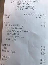 My Mcdonalds Receipt Included The Bag Tea Lights Iced Tea Mcdonalds