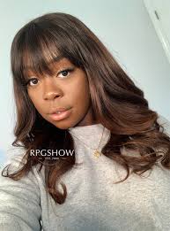 Bangs (north american english), or a fringe (british english), are strands or locks of hair that fall over the scalp's front hairline to cover the forehead, usually just above the eyebrows. Chocolate Brown Highlights Long Wispy Bangs Wig Ashley008 Ashley008 409 99 Full Lace Wigs Lace Front Wigs Rpgshow Bold Sexy Hair