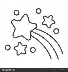 拍摄恒星细线图标，天文学和魔法，许愿在白色背景上落下星号，为移动概念勾勒轮廓风格的闪亮星号。矢量图形. Stock Vector by  ©sabustock 426489920