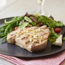 Grilled Yellowfin Tuna With Lemon And Garlic Recipe Recipe Tuna Steak Recipes Easy Fish Recipes Grilled Steak Recipes