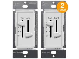 Enerlites 3 Speed Ceiling Fan Control And Led Dimmer Light Switch 2 5a Single Pole Light Fan Switch 300w Incandescent Load Neutral Wire Not Required 17001 F3 W 2pcs Newegg Com