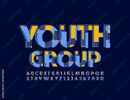 A detailed list of printable cursive alphabet worksheets. Vector Bright Emblem Youth Group Pop Art Font Uppercase Modern Alphabet Letters And Numbers Stock Vector Adobe Stock