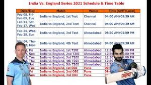 23.01.2021 · india vs england (ind vs eng) t20, odi, test series 2021 schedule, squad, venues: India Vs England Series 2021 Schedule Time Table Youtube