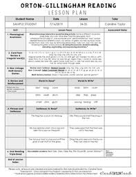 Orton Gillingham Lesson Plan Template Teachers Pay Teachers