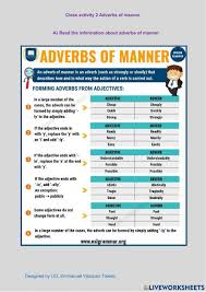 Status envelopes are usually placed after the verb and object. Adjectives And Adverbs Of Manner Worksheet