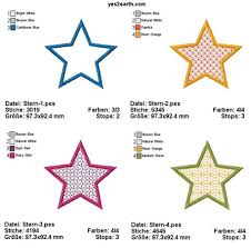 Check spelling or type a new query. Sterne Set 1 Vier Grosse Sterne Mit Muster Und Wahlweise Als Applikation Stickdateien 10x10 Cm