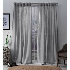 Bella 54 In W X 96 In L Sheer Hidden Tab Top Curtain Panel In Silver 2 Panels Eh8276 02 2 96h The Home Depot In 2021 Home Curtains Curtains White Paneling