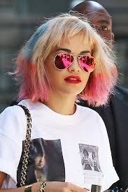 How to dye your hair at home and get the best results! Rita Ora Straight Platinum Blonde Bob Choppy Bangs Dip Dyed Tri Color Hairstyle Steal Her Style