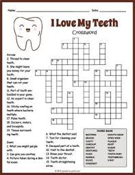 Free Dental Health Crossword Puzzle Worksheet In 2020 Kids Dental Health Dental Health Activities Free Dental