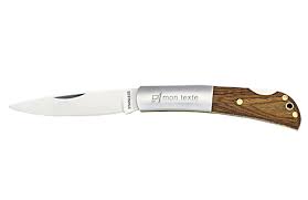 Couteau Cran D Arret Bois Personnalise Marquage Texte Logo Publicitaire Pas Cher