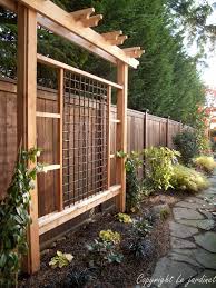 Could Build Trellis With Antique Wrought Iron Gate In Center But Then Why Grow Vines On It Backyard Pergola Backyard Diy Backyard