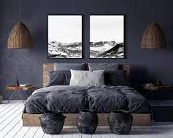 It is very nicely done oil painting abstract in modern art style. 2 Piece Snow Mountain Print Black And White Photography Etsy Men S Bedroom Design Mens Bedroom Decor Bedroom Interior