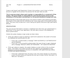 Solved Csc 350 Kok Project 3 Login Registration System