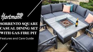 Patio furniture wicker sectional sofa set wish fire pit dining table(without barbecue plate) $2,889.99. Sorrento Square Casual Dining Set With Gas Fire Pit Features And Care Guide Youtube