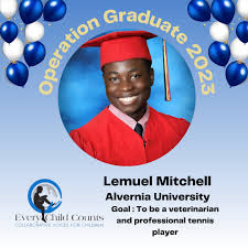 Congratulations to Every Child Counts' Operation Graduate 🎓 Lemuel Mitchell  from Penncrest High School who will be attending Alvernia University in the  fall. Lemuel's interests include playing tennis, taking care of animals,