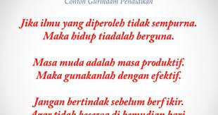 Terdiri atas empat larik atau empat baris. Contoh Gurindam Adat Rasmi B