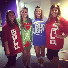 Halloween Group Costume Beer Pong Red Solo Cup Bud Light Bp Table Halloween Costumes For Work Costumes For Work Beer Halloween Costumes