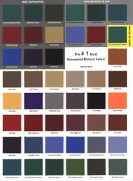 pool table felt colors chart