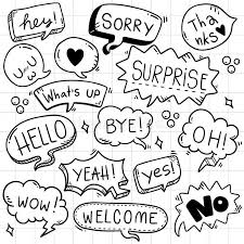 Hand Drawn Background Set Of Cute Speech Bubble Eith Text In Doodle Style Hand Sponsored Ad Sponsored Back How To Draw Hands Speech Bubble Text Bubble