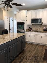 White Dove And Urbane Bronze Painted Cabinets Painted Kitchen Cabinets Colors Brown Kitchen Cabinets Kitchen Cabinet Design