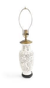 Hollywood regency style celadon porcelain lamp with brass accents 34h. Chinese Reticulated White Porcelain Table Lamp 1