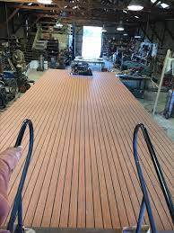 5 Glued Down Rubber Simulated Wood Floor No More Carpet Yea Pontoon Boat Seats Yacht Flooring Boat Restoration