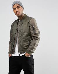 Allsaints Bomber Jacket With Twin Zip Green Leather Jacket Men Bomber Jacket Jackets
