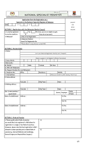 Merits medical register information and technical system (merits). National Specialist Registration