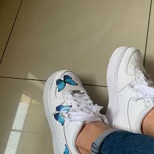 Nike Af1 Air Force 1 Custom Blue Butterfly All Sizes Etsy In 2020 Nike Af1 Nike Air Max White Butterfly Shoes