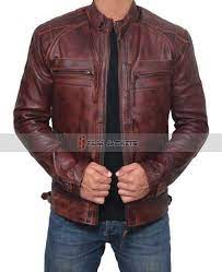 Mens Brown Distressed Motorcycle Leather Jacket Leather Jacket Men Brown Leather Jacket Men Maroon Leather Jacket