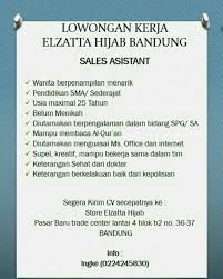 Indeed memeringkat iklan lowongan berdasarkan kombinasi dari tawaran dan relevansi. Lowongan Kerja Elzatta Hijab Bandung Terupdate 2020 2021