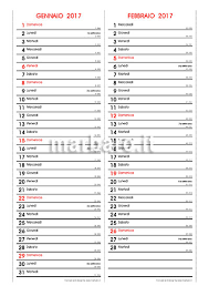 Scuola, rientri pomeridiani, sport, corsi di lingua. Calendario Gratis 2017 Da Scaricare