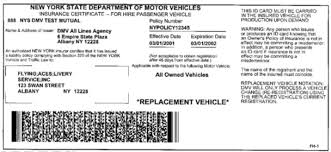 Sample Ny State Insurance Id Cards New York Department Of Document Car Card Di 2020