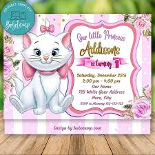 Disney aristocats marie personalised name door sign wooden hanging plaque. Editable Aristocats Marie Invitation And Free Thank You Card Diy Bobotemp