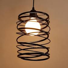 1 Head Swirl Shade Pendant Lamp American Rustic Metal Hanging Light In Black For Study Room Takeluckhome Com
