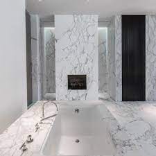 18 mm ₹ 50/square feet get quote lucent multicolor marble stone tiles granite, thickness: Calacatta Marble Bathroom Floor To Ceiling Marble Slabs Stone Work By Edm Canada Stone Marble Bathroom Calacatta Marble Bathroom Marble Bathroom Floor